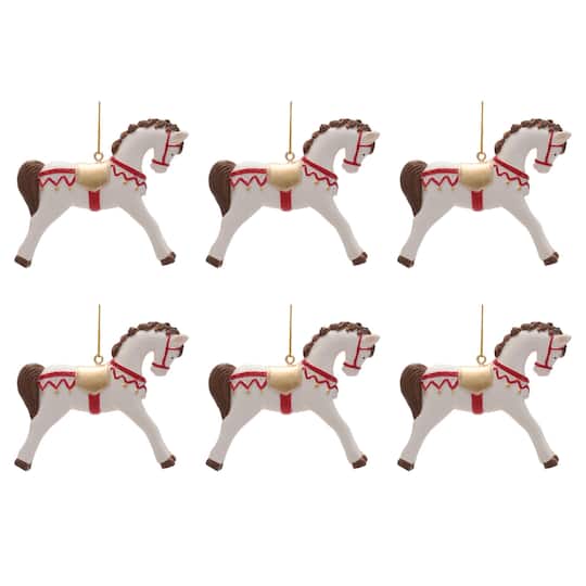 Melrose 4" Resin Horse Ornaments, 6ct.
